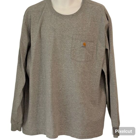 Carhartt Gray Workwear Thick Long Sleeve T-Shirt. Pocket on front. Size XXL - Picture 1 of 7